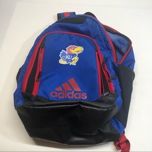Adidas Kansas Jayhawks backpack w damage, University of Kansas